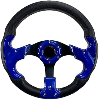 Pactrade Marine Boat Pontoon Non-Magnetic Steering Wheel Aluminum Frame Polyurethane (PU) Sleeves 3 Spokes 12-1/2" Diameter Aluminum Hub with 3/4" Tapered Bore (Navy Blue, Black Spokes)