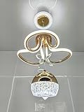 swanart Modern LED Chandelier with Crystal Pendant - Dimmable Gold Ceiling Light Fixture for Living Room, Dining Room, Bedroom