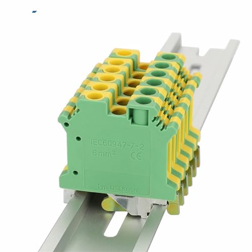 USLKG 6N Ground Modular Screw Din Rail Terminal Block 6mm² Protective Earth Wire Electrical Connector USLKG6N(5 Pcs)