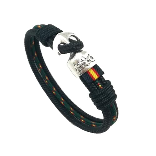 Hispania Colors Pulsera- Yacht azul marino, cierre de ancla y bandera de España - REGALO PULSERA DE ESPAÑA (Verde, 17)