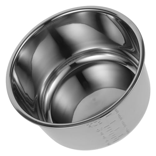 MUCKLILY Rice Cooker Inner Pot, Non-stick, Stainless Steel, Dishwasher & Oven Safe, 5L, Silver