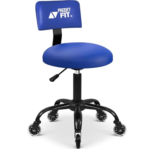 Image of Rolling Shop Stool with Wheels,Mechanic Garage Short Stool Chair with Adjustable Height 15.55 inch-18.3 inch,Heavy Duty Swivel Roller Seat for Garage,Salon and Tattoo Beauty, Blue
