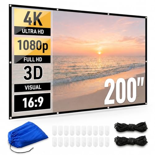 Japard 200 Inch Projector Screen Outdoor Indoor 4K Projection Home Theater