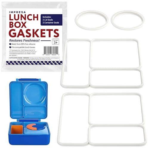 IMPRESA [4 PC] Seal Replacement Parts for Omiebox Bento Box Food Safe Silicone Gasket for Omiebox Accessories & Insulated Food Container