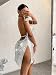 Falainetee Women's Metallic V Neck Backless Chain Cami Party Dress Silver XS