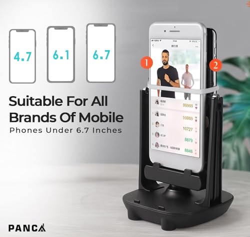 Image of PANCA Automatic Step Swing Device for Phones | Mobile Shaker Rocker for 2 Phones with Adjustable Holder | Desk Mount for Recording, Gaming & Step Counter Support (Black)