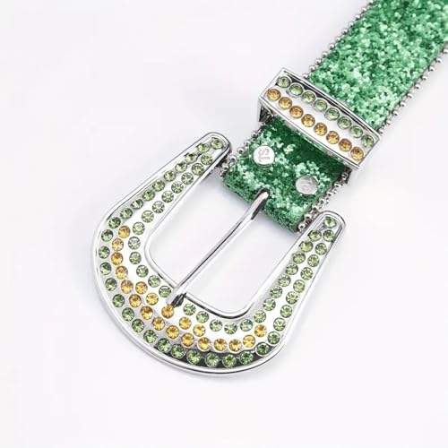 appuivbt Green Rhinestones Waist Belts for Jeans Glitter Belt for Woman Cowboys Cowgirls Jeans Skirt Waistband4