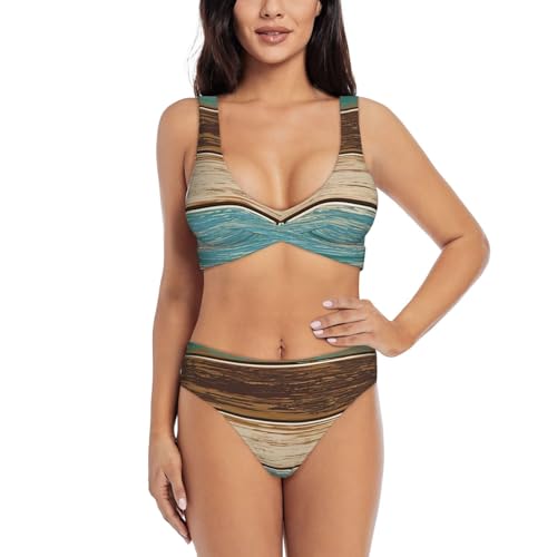 Bikini 2 pièces confortable femme maillot de bain imprimé original