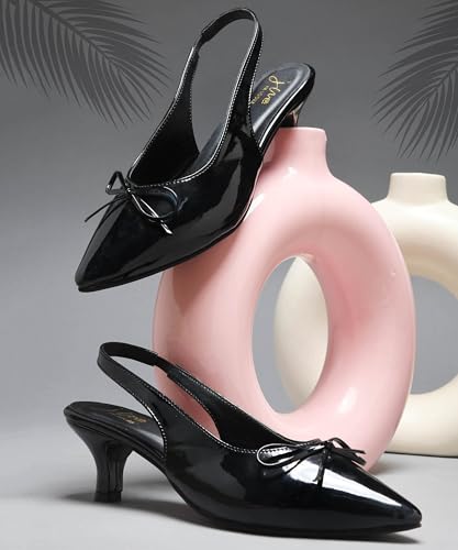 Image of JM LOOKS Low Kitten Heels Women's Pumps Pointed Closed Toe Slingback Elegant Wedding Pumps Heel