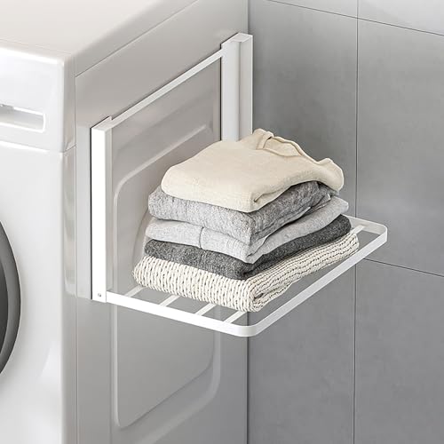 Chingcoo Mensola magnetica per lavatrici, stendibiancheria allungabile, accessorio per lavatrice per asciugatrice, 40,5 x 25 cm, organizer per asciugamani, grucce, biancheria sporca (bianco)