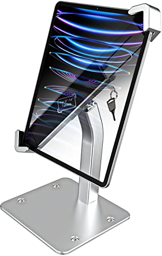 woleyi Soporte Tablet Antirrobo Mesa, Soporte iPad Escritorio con Candado y Llave, Soporte Seguridad de Aluminio para iPad Pro 12.9/ Air, Surface, Galaxy Tabs (Tableta Grande de 9 14