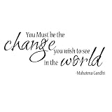 DigTour WallArt Wall Decal Quote - Be The Change You Wish to See in The World - Vinyl Wall Art Stick