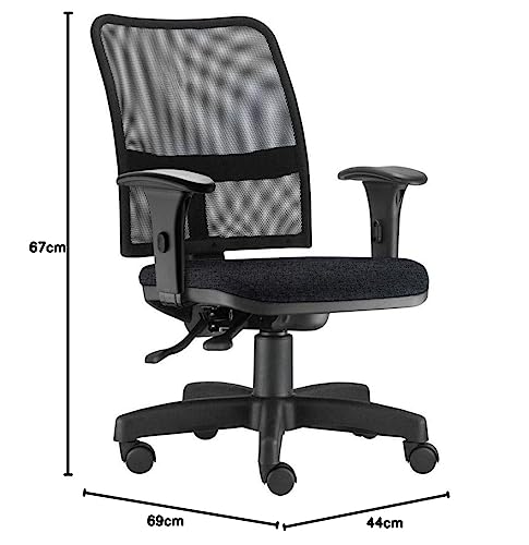 Cadeira de Escritório Executiva Soul Tela Mesh Ergonômica com braços N17 ABNT Tecido Preto- Frisokar