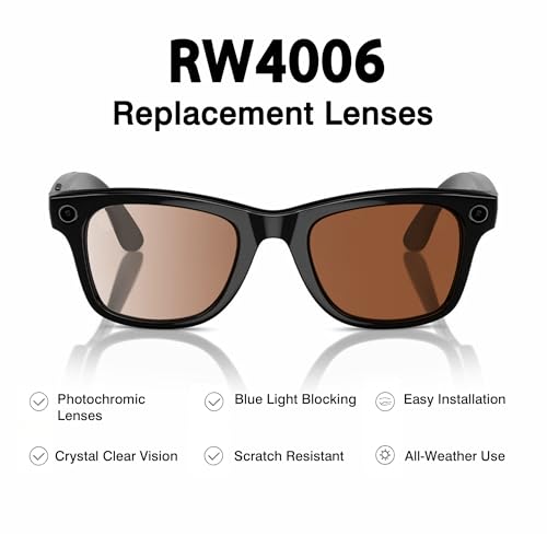 Image of YEIN Replacement Lenses for Ray-Ban Meta RW4006 /RW4012(50mm), Photochromic /Blue Light Blocking /Polarized Sunglasses Lenses