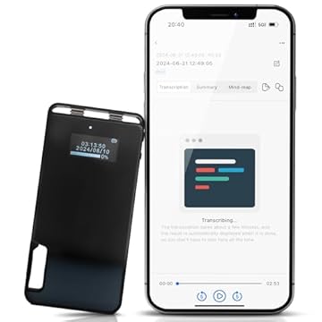 TCTEC Gravador de voz inteligente de 128 GB, gravador de transcrição AI, resumo inteligente de IA, função de áudio para texto, redução de ruído, áudio, dispositivo de gravação para reuniões,