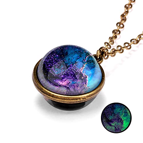 ROMIDA Personalisierte Halskette für Männer/Frauen Paar-/Freundschaftskette Kosmische leuchtende Vintage Anhänger Geschenke für Frauen S925 Sterling Silber