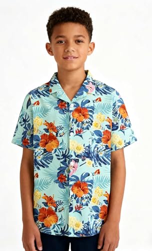 Image of Cromoncent Matching Hawaiian Outfits for Family, Dad and Son Matching Luau Beach Tropical Shirts Mommy Daughter Tropical Sets