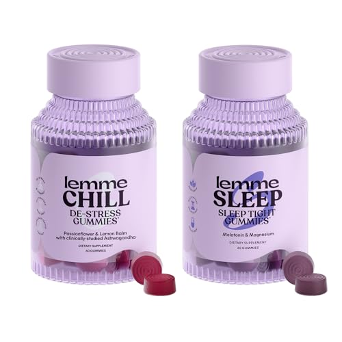 Lemme Chill & Sleep Bundle - Stress Relief Gummies with KSM-66 Ashwagandha & Deep Sleep Gummies with Melatonin and Magnesium to Fall Asleep Faster - Gluten-Free and Non-GMO (Variety Pack of 2)