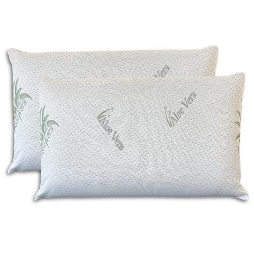 NARCISO – 2 almohadas de memoria de forma rectangular (11 cm de altura), cojín de forma de tejido de Aloe Vera, cojín rectangular hipoalergénico, almohada de espuma viscoelástica Pillow Made in Italy