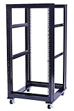 RAISING ELECTRONICS 22U 4 Post Open Frame 19inch Server/Audio Steel Rack 24inch Deep Aluminum UL Certified