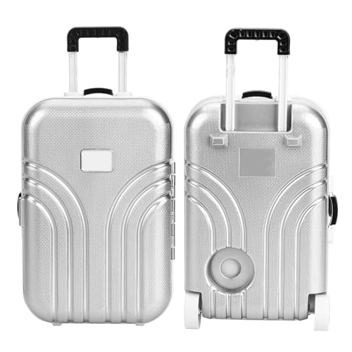 Baby Suitcase Toy Cute Plastic Rolling Suitcase Mini Luggage Box (Silver)4