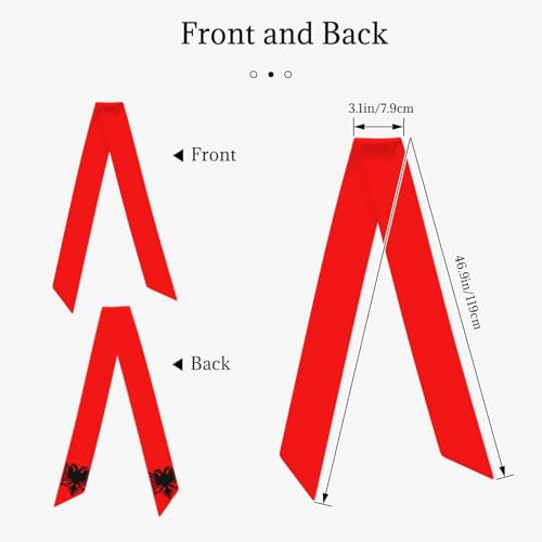 Women'S Fashion Scarf Albania Albanian Flag Hair Satin Scarf Bandanas Headscarf Wrap Breathable Lightweight Neck Scarves For Handbag Accessories2
