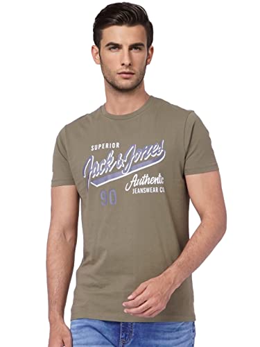 Image of JACK & JONES Men's Printed Slim Fit Crew Neck T-Shirt