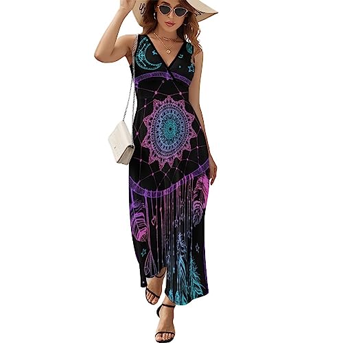 Robe à volants col en V motif attrape-rêves taille M multicolore