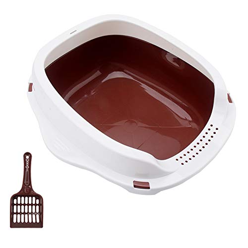 Vaorwne Bac à LitièRe Semi-Fermé pour Chat de Grande Taille pour Bac à Sable pour Chat Toilette pour Chat Dressage pour Bac à LitièRe pour Chat avec LitièRe Pelle Cadeau Café