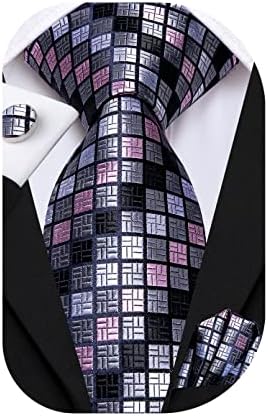 Dubulle Mens Ties Set Woven Paisley Stripes Necktie Handkerchief Cufflinks Wedding Business Tie