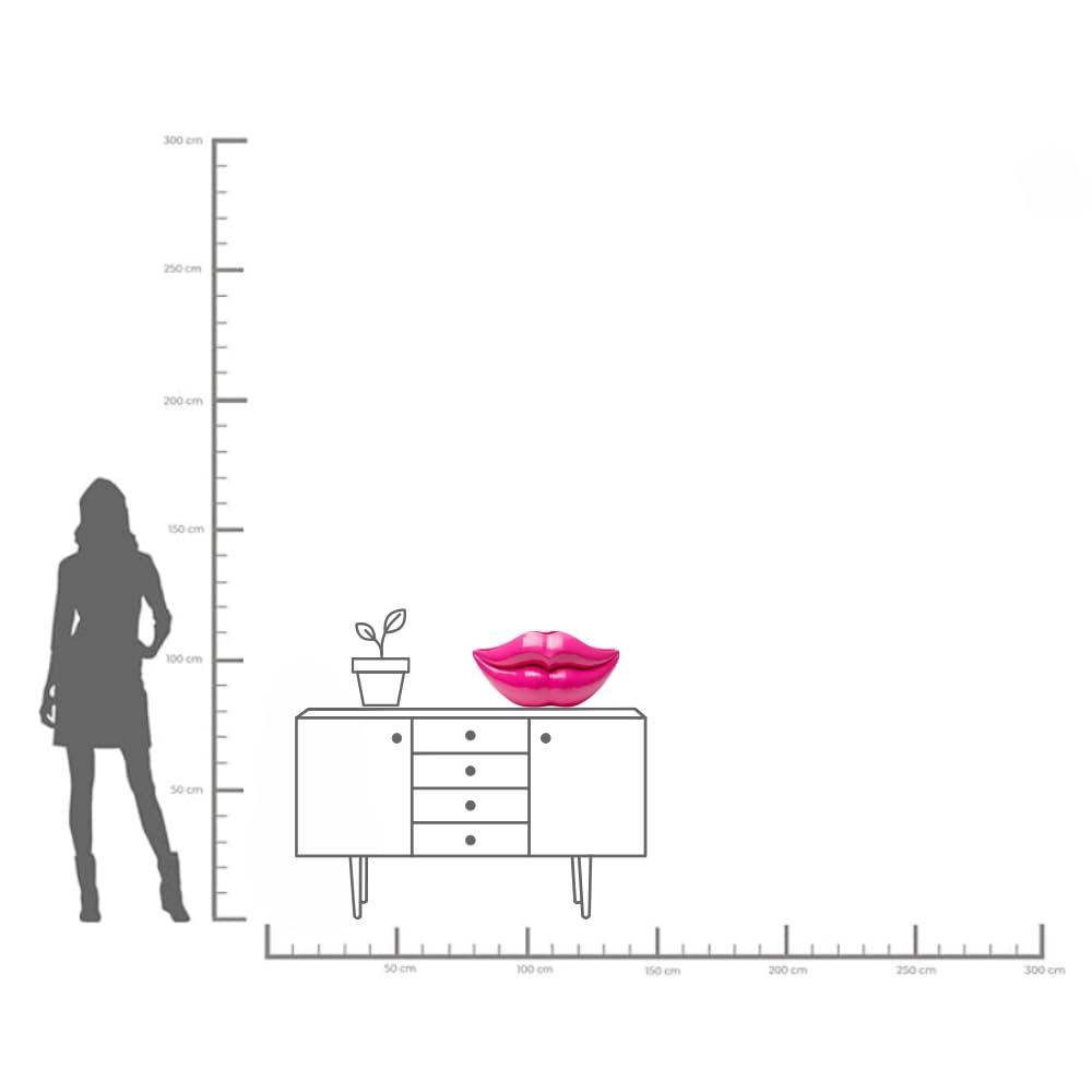 KARE Design vaso decorativo Lips, fuchsia, motivo bocca, labbra, bacio, per fiori secchi, stile pop art, idea regalo nozze, decorazione cameretta ragazze, 28 cm