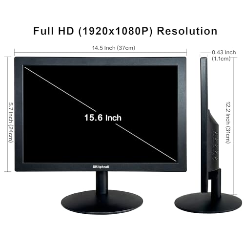 Image of SKitphrati 15.6 Inch Small PC Monitor, FHD VA 1080P Desktop Display with 1920x1080 99% sRGB HDMI VGA Ports, 2 Hole Mounting, LED Monitor for PC, Laptop and Computer, Black