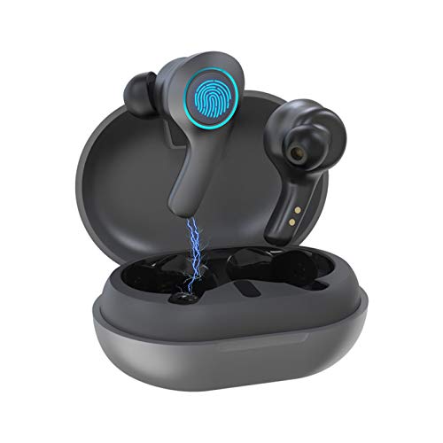 XFTOPSE Fones de Ouvido Sem Fio com Microfone Preto, TWS Intra-Auricular Bluetooth 5.0, Fone de Ouvi
