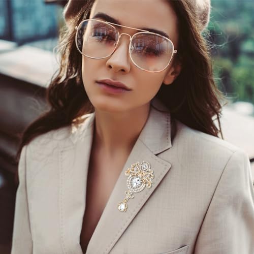 YARIEW Brooches for Women Vintage Rhinestone Brooch Pin for Women Drop Flower Brooch for Business Bouquet Corsage Wedding Party Accessories Holiday Christmas Gifts4
