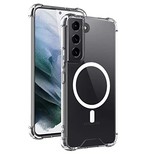 SKINU Clear Case for Samsung Galaxy S22, Mag-Safe Slim Bumper Compatible [Non-Yellowing] Hard Back Cover Soft Silicone TPU Edges Galaxy S22 Case