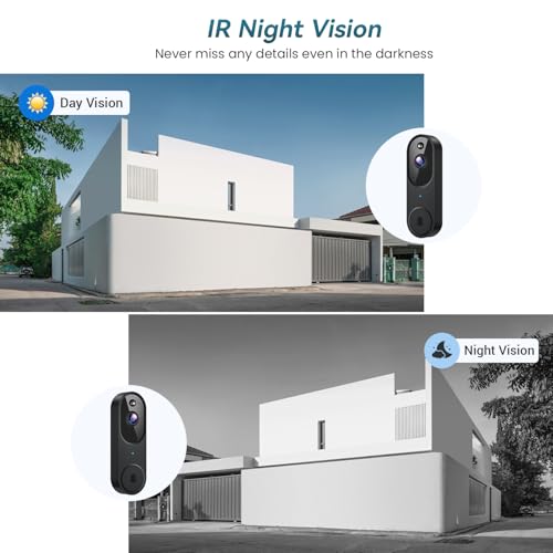Orbitell Wireless Wi-Fi Video Doorbell Camera with Two Way Audio, AI Motion Detection, Night Vision and Cloud Storage, 2.4G Wi-Fi only