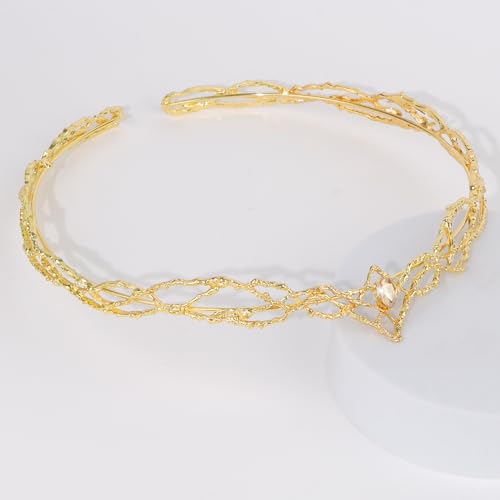 image for ANBALA Rhinestone Fairy Crown for Women Crystal Elf Crown Gold/Gold Ci