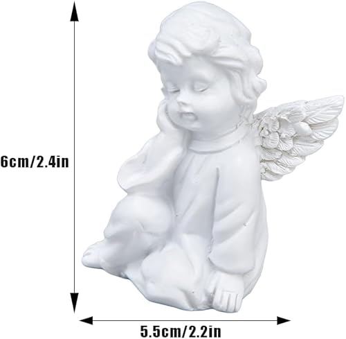 Miniatura 2 de Joyzan Estatua de querubín de resina, estilo encantador, figuras blancas de bebé, ángel, jardín, decoración conmemorativa, interior y exterior,