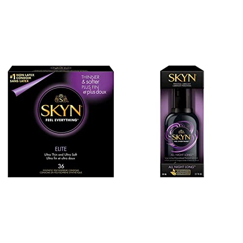 Skyn Elite 36 Ct Condoms And All Night Long Premium Silicone-Based Lubricant Bundle #TOP20