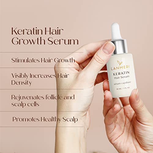 Lanmeri Hair Growth Serum With Keratin Amino Complex, Keratin Hair Treatment Anti Frizz Control Repair Hair Serum For Dry Damage Hair, Hair Thickening Products And Hair Loss Treatments For Women And Men, Prevent Hair Breakage, Promotes Longer, Smoother, Shinier Hair #TOP4