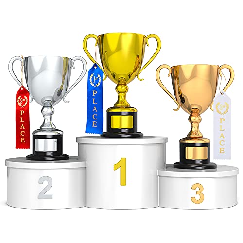 Kenning 75 Pieces Track Award Ribbons 1st, 2nd, 3rd, 4th, 5th Trophy Place Flat Carded Set Prize Contest Award Ribbons with Event Card and Rope for Competition Event Contests Activities