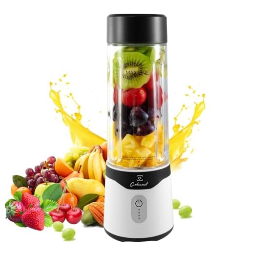 COKUNST 18oz Portable Blender with 6 Blades for Protein & Shakes, USB Rechargeable Juices Mixer, Small Blender with Extra Handle Lid for Travel Sports Outgoing-Black