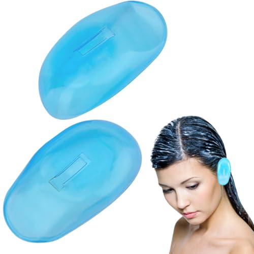 EODKSE 2X Ohrenschutz für Friseure - Silikon-Schilde und wasserdichte Kunststoff-Kappen schützen Ohren vor Haarfärbemitteln und Wasser beim Duschen, im Salon oder Friseursalon,