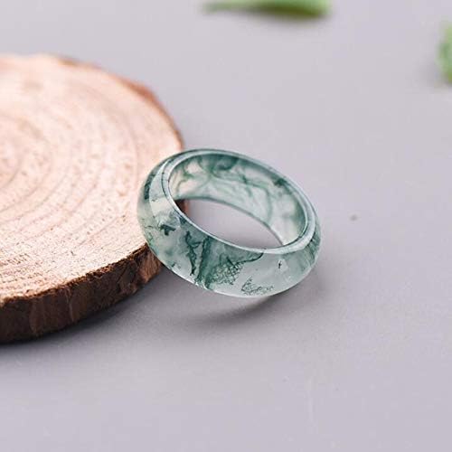 EASTCODE Natural Water Grass Agate Ring Moss Agate Chalcedony Ring Lovers Men Women Rings Natural Stone Real Jade Jewelry add Certificate