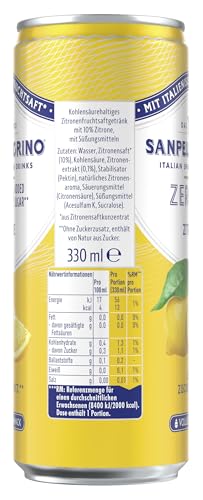 San Pellegrino Zitrone Zero Added Sugar, Zitronen-Limonade mit 10% Fruchtsaft, ohne Zuckerzusatz, 12er Pack (12 x 330ml) Einweg-Dosen 2
