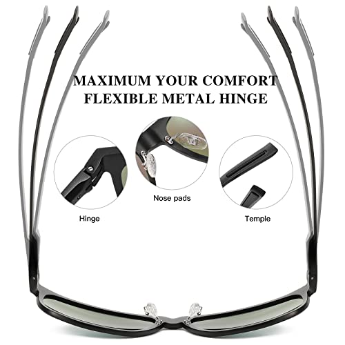 Image of DUCO Mens Sunglasses Polarized UV Protection Retro Rectangular Frame Sun Glasses for Driving Fishing 100% UV Blocking 3029H