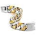 COOLSTEELANDBEYOND Mens Two-Tone Stainless Steel Curb Chain Bracelet, Silver and Gold-tone Large Metal Wristband, Statement Jewelry Gift