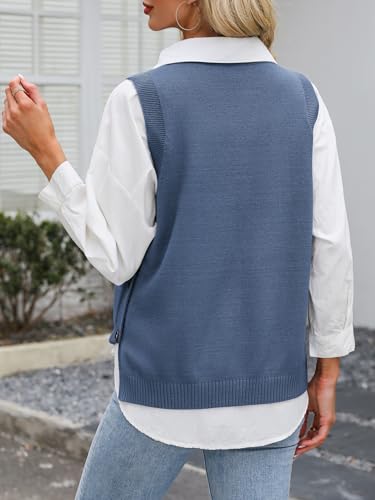 Image of ANRABESS Womens Sweater Vest Summer Sleeveless Crewneck Ribbed Knit Side Button Loose Pullover Tank Tops 2026 Fall Outfits