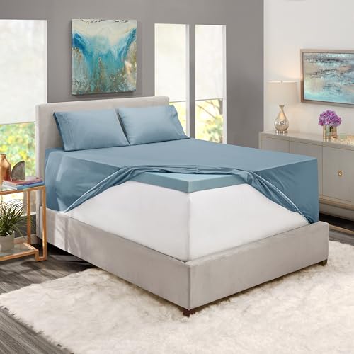 Image of Hearth & Harbor Extra Deep Pocket Sheet Sets, Luxury Soft 6 Piece Bed Sheet Set Fits Mattress 18-24 Inches - Queen, Stone Blue