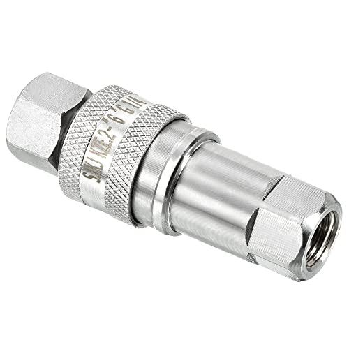 Image of PATIKIL Hydraulic Quick Connect Coupler Set, 1 Set Carbon Steel G1 /4 Female Pipe Fitting Plug Adapter for Construction Agriculture, Silver